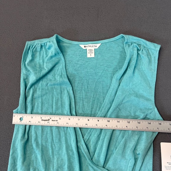 Athleta Breezy Wrap Tank Top Sz Small Blue Teal Athleisure Coastal Fem Modal NWT - Picture 5 of 9